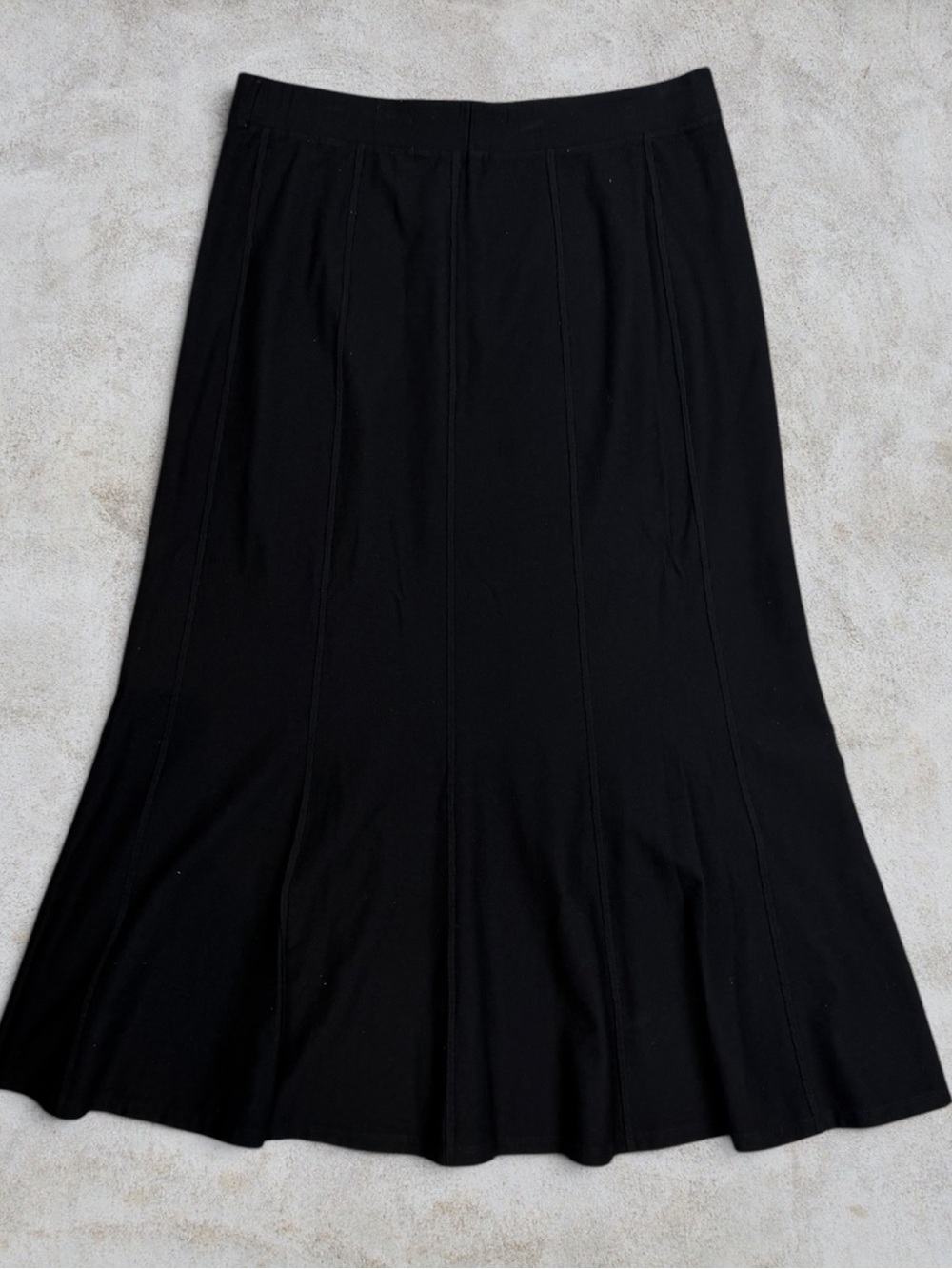 Eileen Fisher Black Washable Stretch Crepe Paneled Flute Midi Skirt Size S - Picture 3 of 7